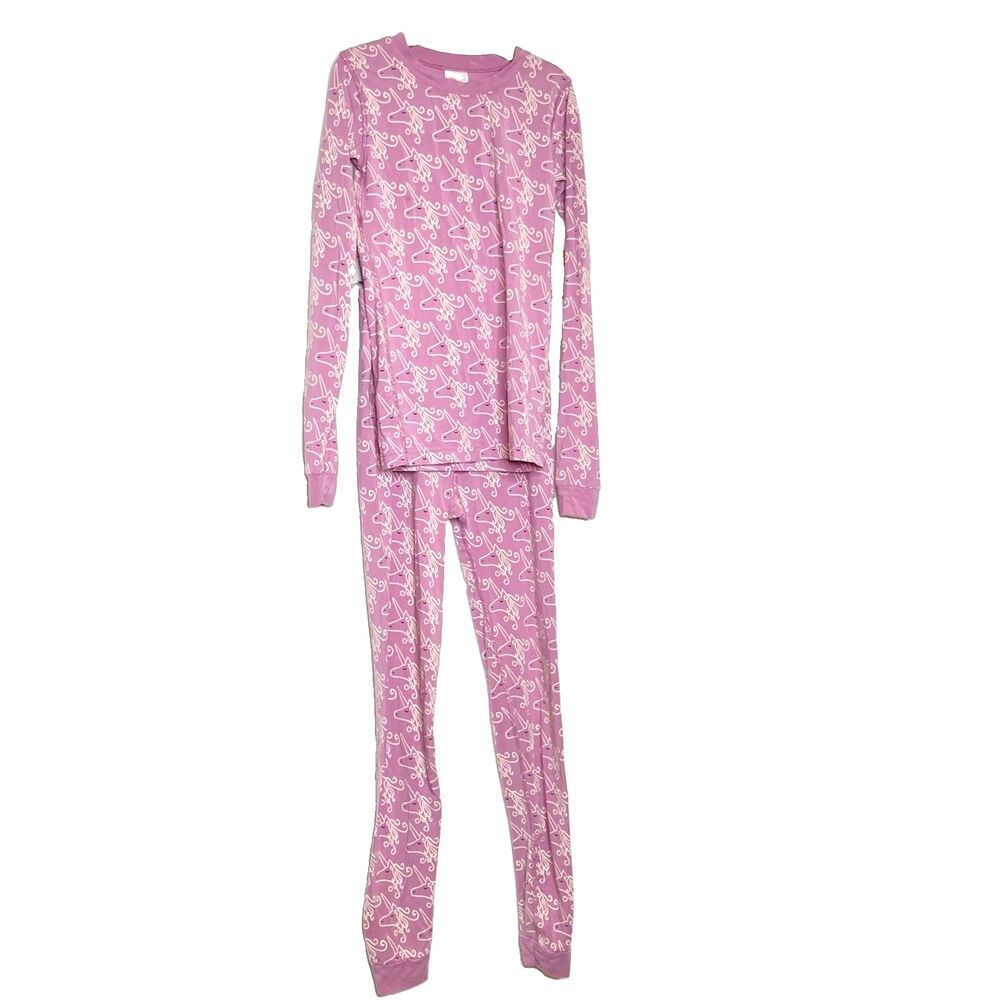 Hanna Andersson All-Over White Unicorn Pajama Set Girls Size 12